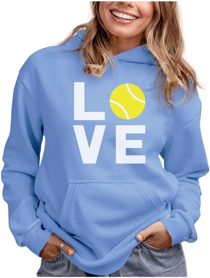 Love Tennis Sweatshirt Gift for Tennis Fan Tennis Player Cool Women Hoodie