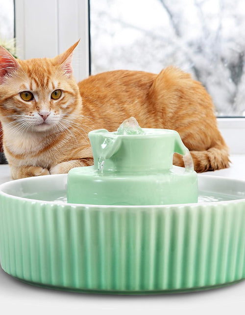 Load image into Gallery viewer, Cupcake Cat Water Fountain Porcelain, Cat Fountain for Dog and Cat (Green)
