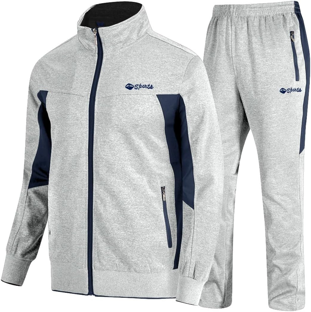 Men'S Tracksuit Athletic Sports Casual Full Zip Sweatsuit