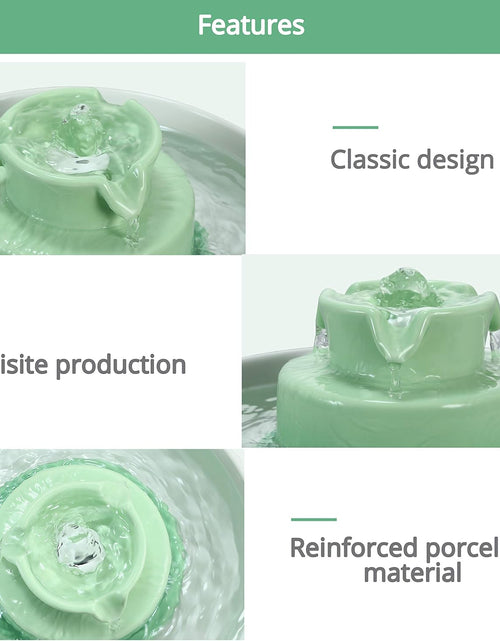 Load image into Gallery viewer, Cupcake Cat Water Fountain Porcelain, Cat Fountain for Dog and Cat (Green)

