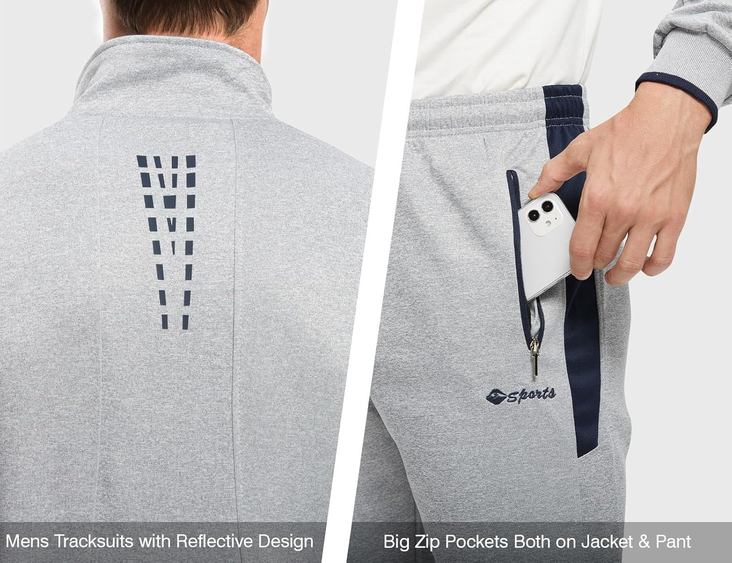 Men'S Tracksuit Athletic Sports Casual Full Zip Sweatsuit