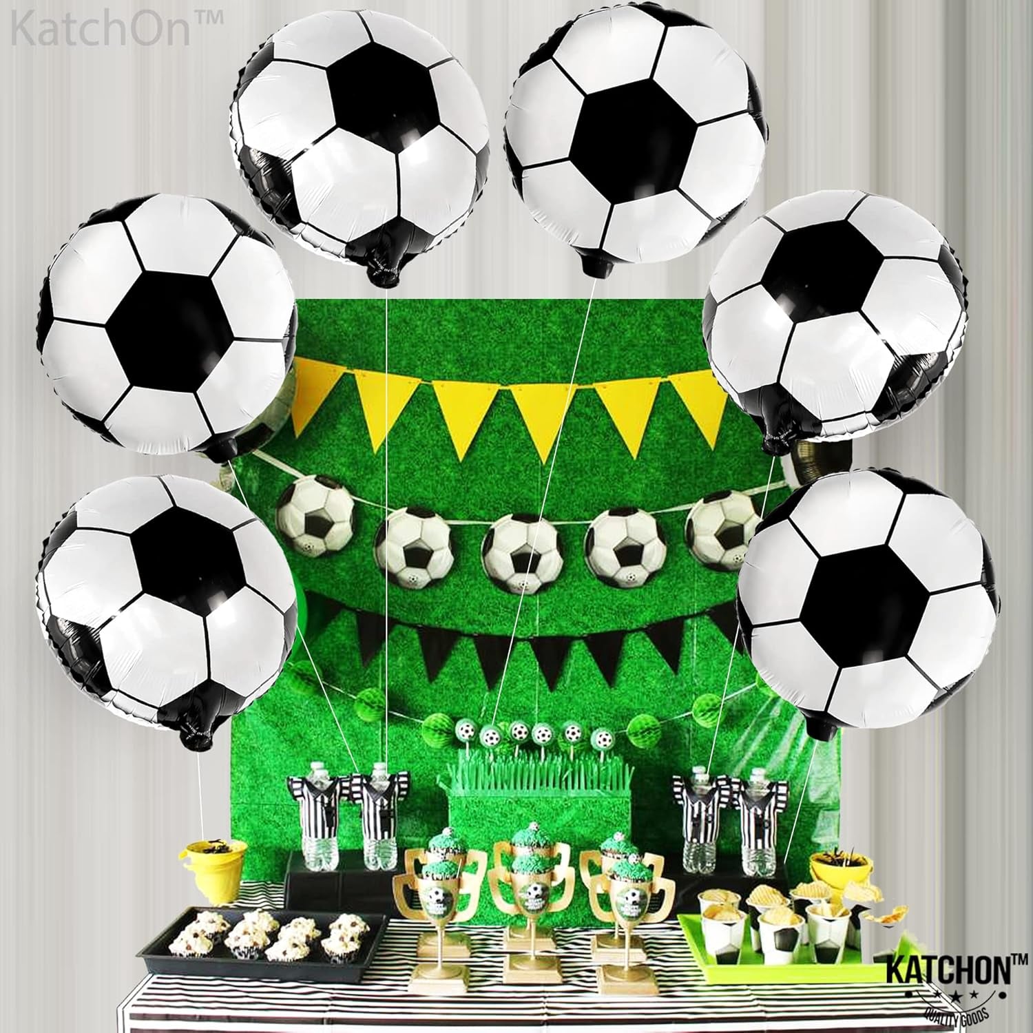 6 Pieces, 18 Inch Soccer Balloons - Soccer Party Decorations | Soccer Birthday Party Supplies | Soccer Birthday Balloons for Soccer Party Decorations | Soccer Ball Balloons for Gender Reveal Decor