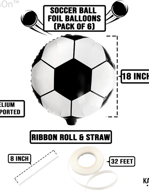 Load image into Gallery viewer, 6 Pieces, 18 Inch Soccer Balloons - Soccer Party Decorations | Soccer Birthday Party Supplies | Soccer Birthday Balloons for Soccer Party Decorations | Soccer Ball Balloons for Gender Reveal Decor
