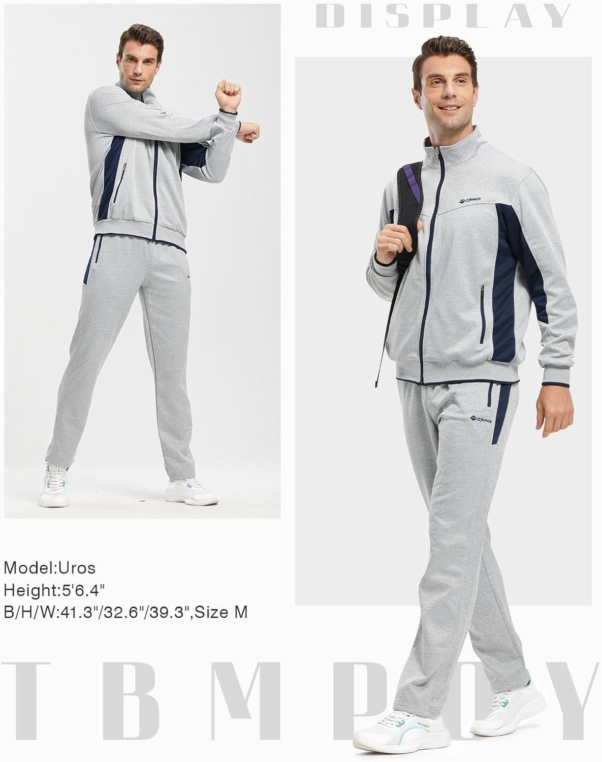 Men'S Tracksuit Athletic Sports Casual Full Zip Sweatsuit