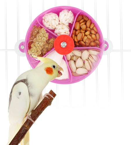 Bird Creative Foraging System Wheel Seed Food Ball Rotate Training Toy for Small and Medium Parrots Parakeet Cockatiel Conure