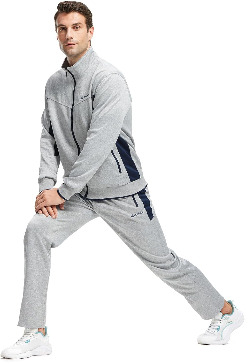 Men'S Tracksuit Athletic Sports Casual Full Zip Sweatsuit