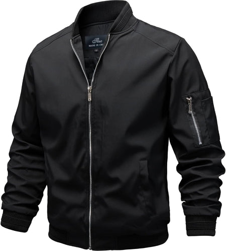 Men'S Lightweight Bomber Jacket Windbreaker Slim Fit Active Coat Outerwear