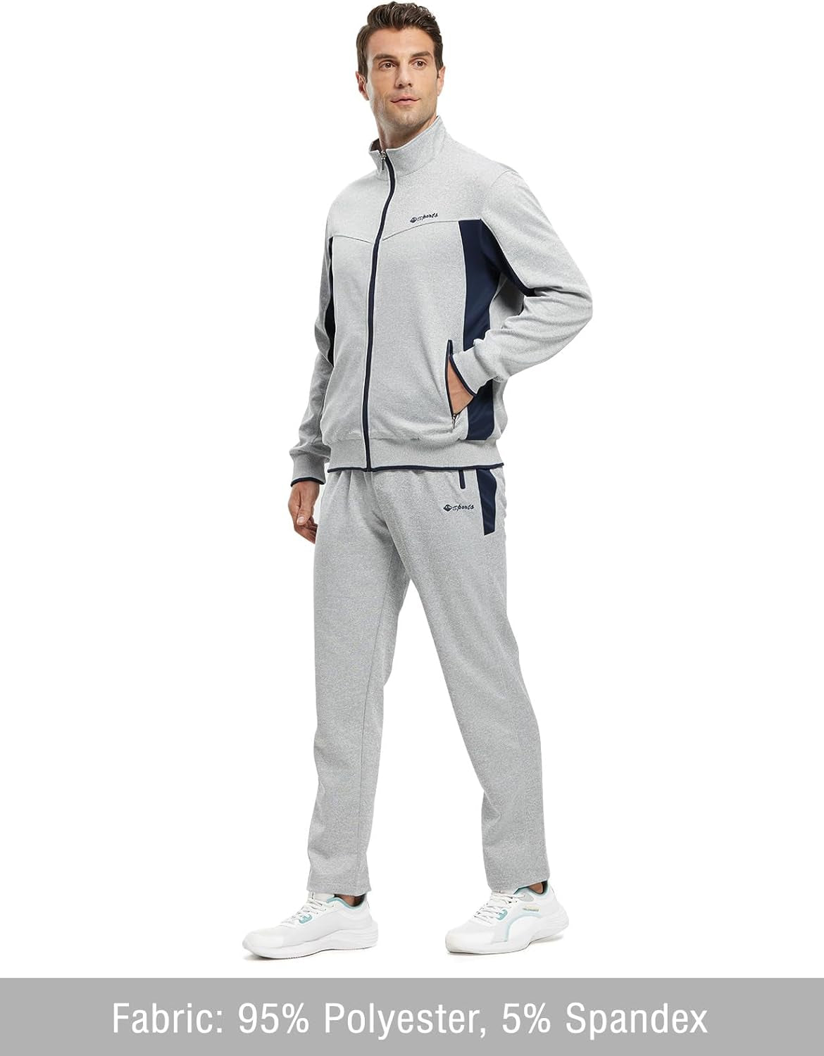 Men'S Tracksuit Athletic Sports Casual Full Zip Sweatsuit