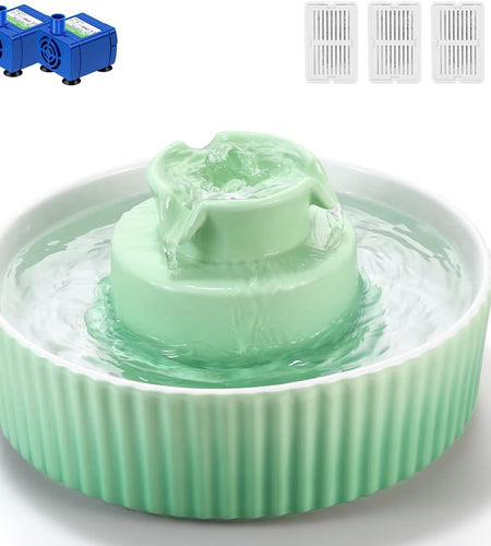Cupcake Cat Water Fountain Porcelain, Cat Fountain for Dog and Cat (Green)