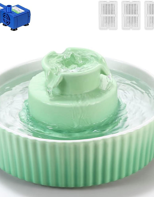 Load image into Gallery viewer, Cupcake Cat Water Fountain Porcelain, Cat Fountain for Dog and Cat (Green)
