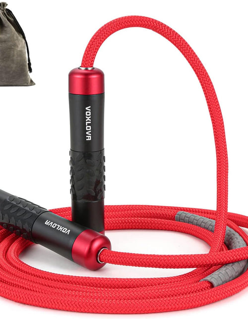 Load image into Gallery viewer, Weighted Jump Rope for Men Women - 1LB Heavy Jump Rope for Adult Fitness Workouts, Non-Slip Aluminum Handles, Ball Bearings Premium Skipping Rope Jump Rope for Exercise Boxing Crossfit Cardio Endurance and Strength Training MMA &amp; Gym, Adjustable Length 9MM Solid Pvc/Cotton Jump Rope
